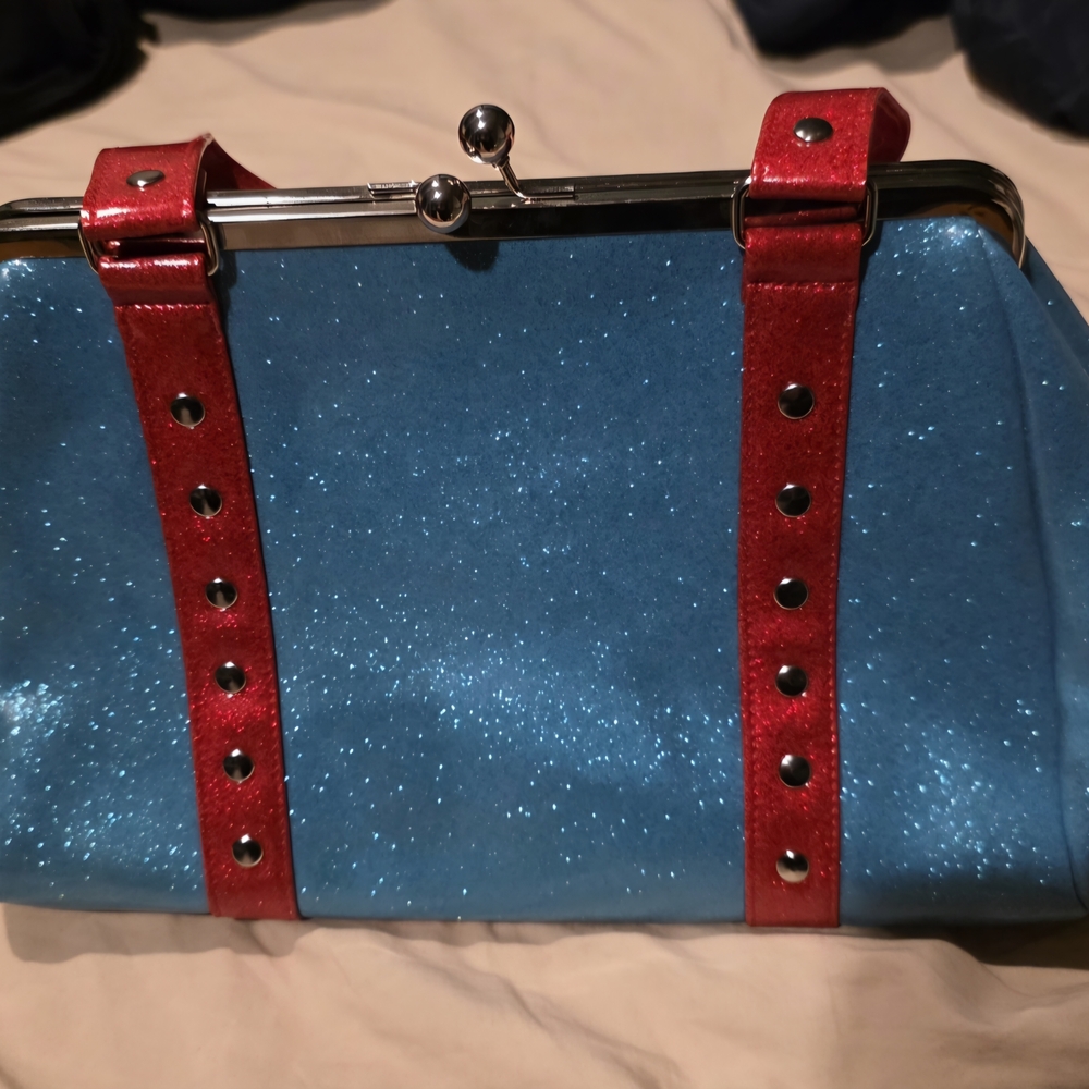 Made By HOLD FAST. Sparkling Blue and Red Shoulder Bag - Picture 5 of 16